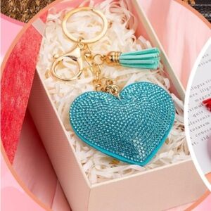 Turquoise rhinestone Heart purse/bag charm Keychain